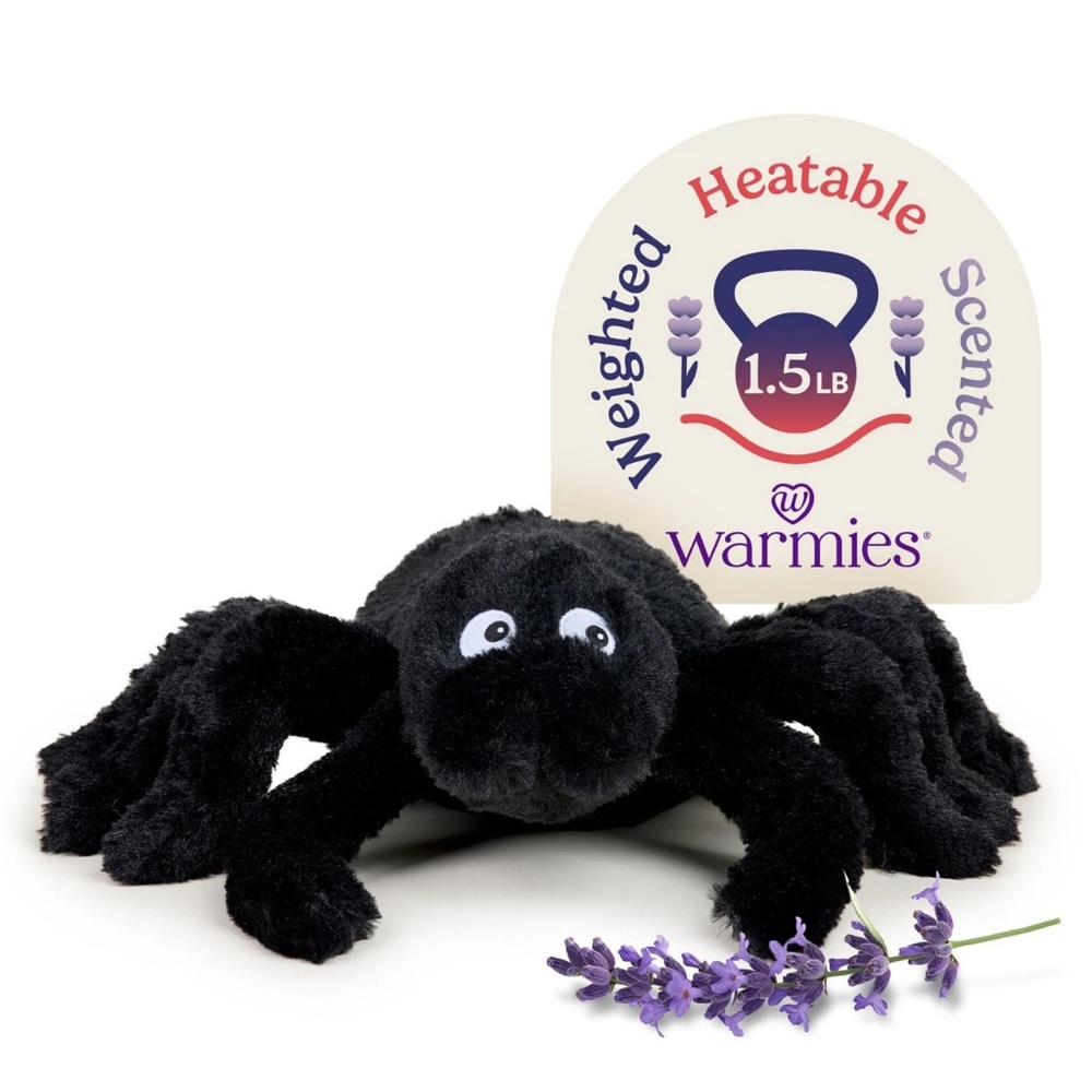 Warmies microwavable, weighted, stuffed animal, black spider NWT